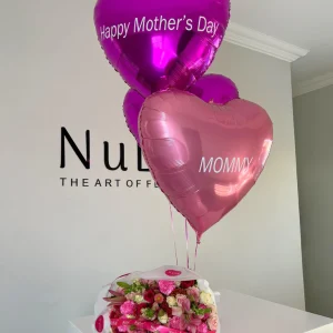 Mother's Day Pink Garden Bouquet & Personalized Balloons