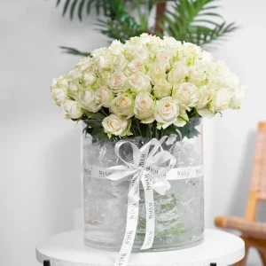 White Roses in A Vase