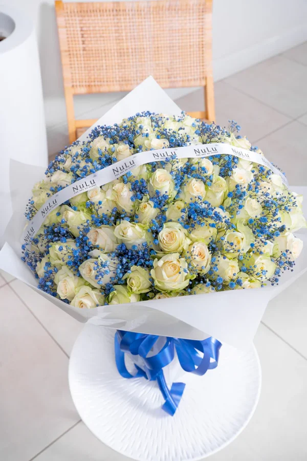 White Roses with Blue Gyp - Image 7