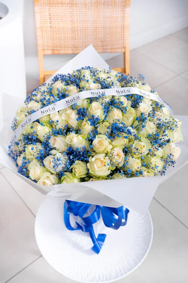 White Roses with Blue Gyp - Image 6