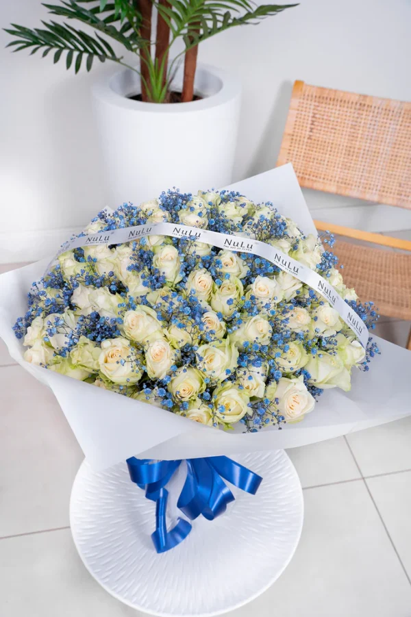 White Roses with Blue Gyp - Image 5