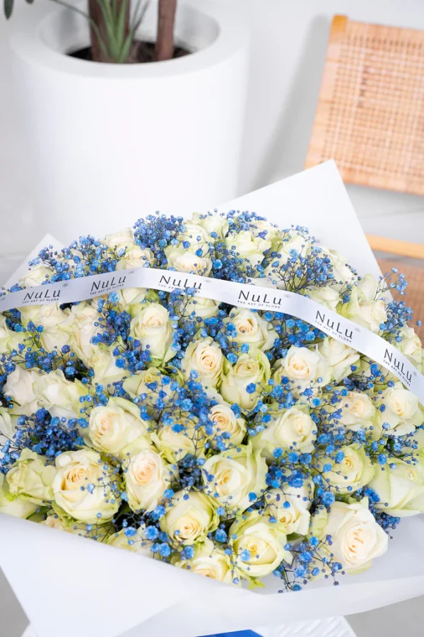 White Roses with Blue Gyp - Image 3
