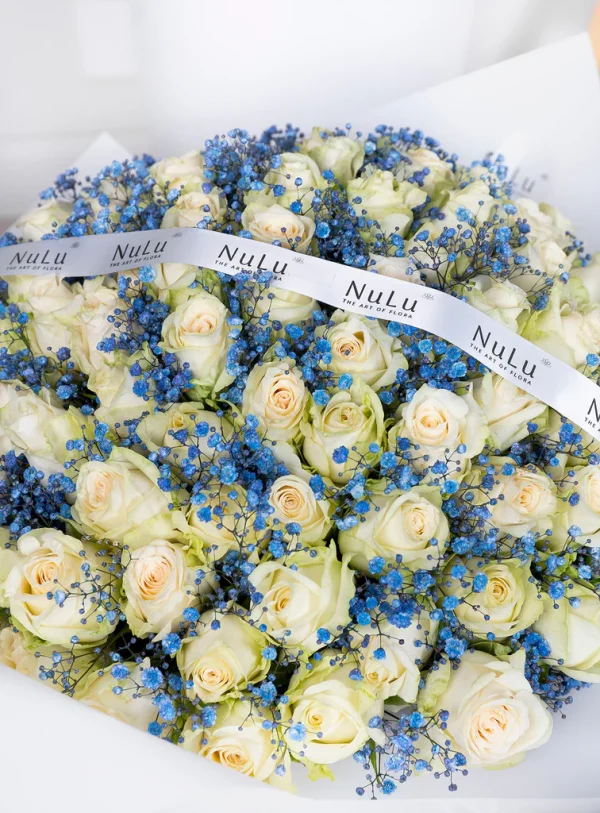 White Roses with Blue Gyp - Image 2