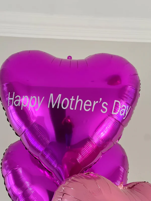 Mother's Day White Roses With Pink Gyp & Personalized balloons - Image 3