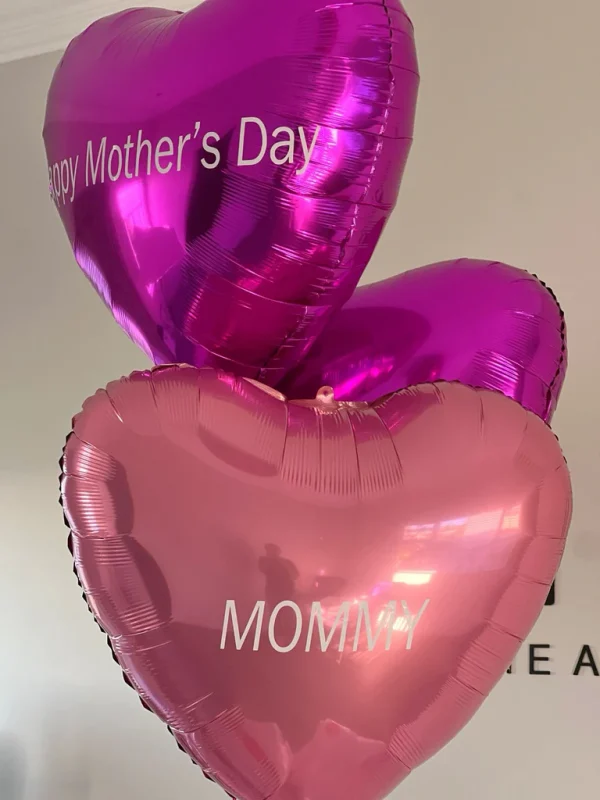 Mother's Day White Roses With Pink Gyp & Personalized balloons - Image 2